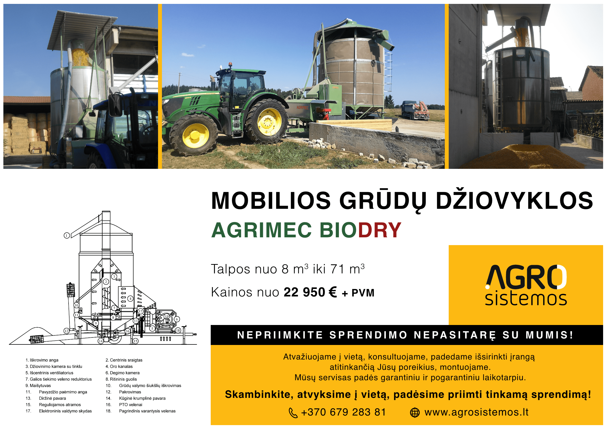 Mobilios grūdų džiovyklos Agrimec Biodry