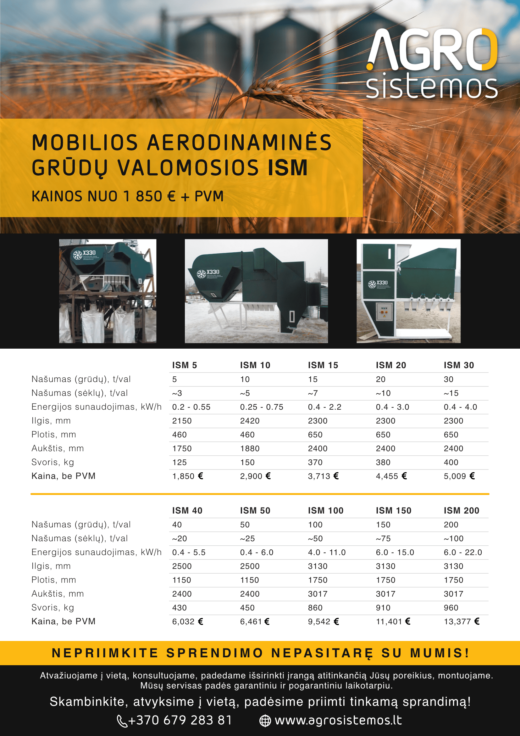 Mobilios aerodinamines grudu valomosios ISM